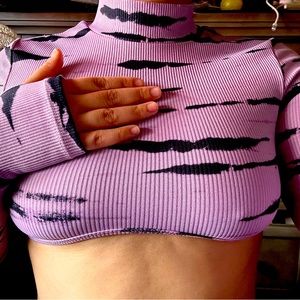 purple long sleeve cropped top